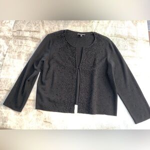 Eileen Fisher Hand Beaded Black Cardigan Sweater